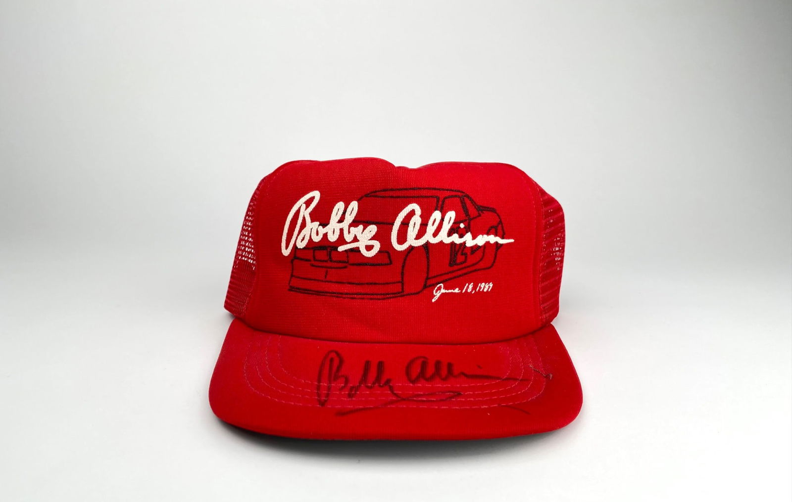 Red Mesh Hat Signed by Bobby Allison (1 of 7)