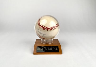 Carlos Baerga Signed Baseball in Display Case