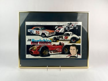 Framed Jim Hurtubise Racing Tribute Artwork by Bill Rankin (2002)