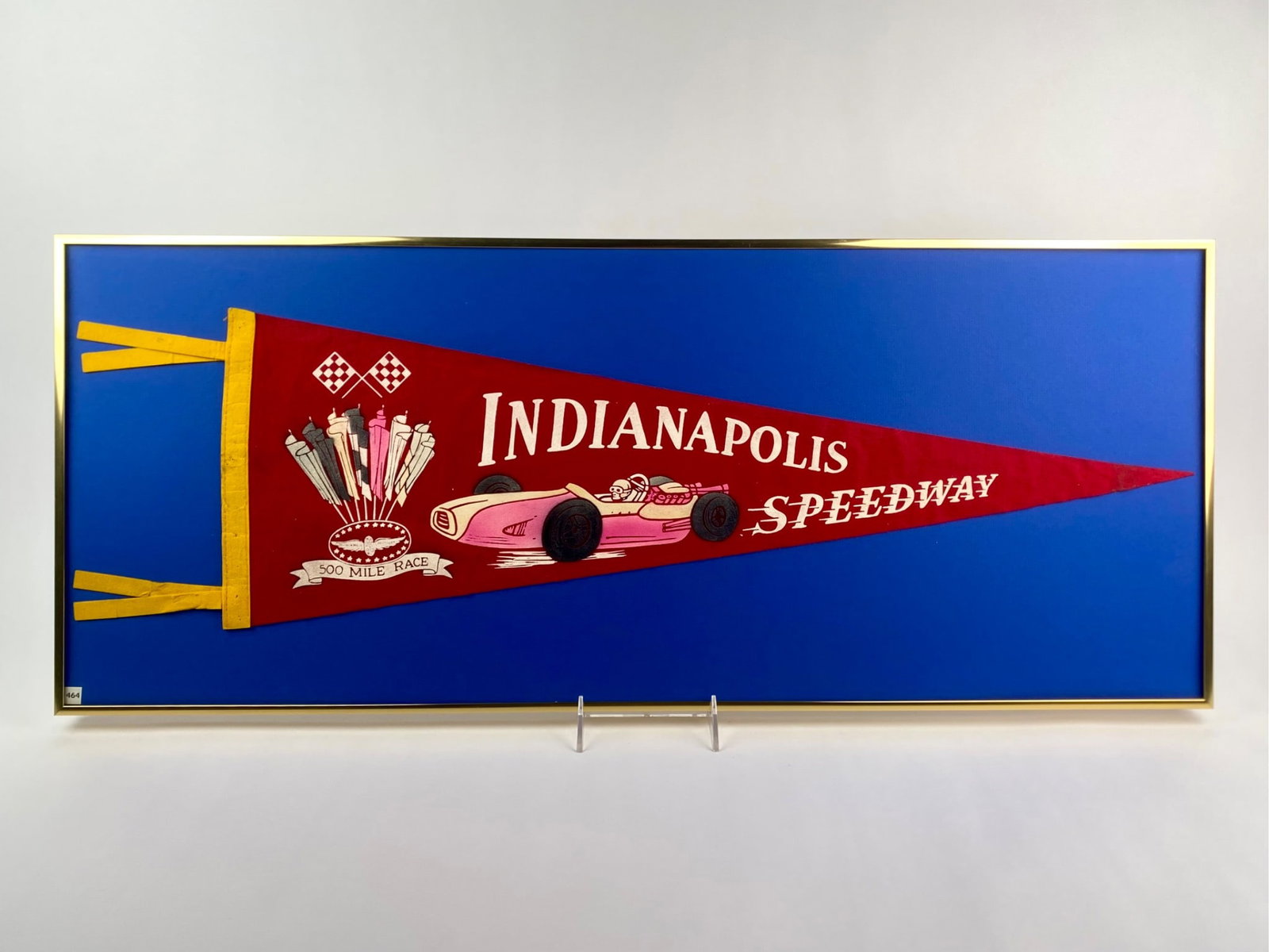 Framed 1960s Indianapolis Speedway 500 Mile Race Felt Pennant (1 of 8)