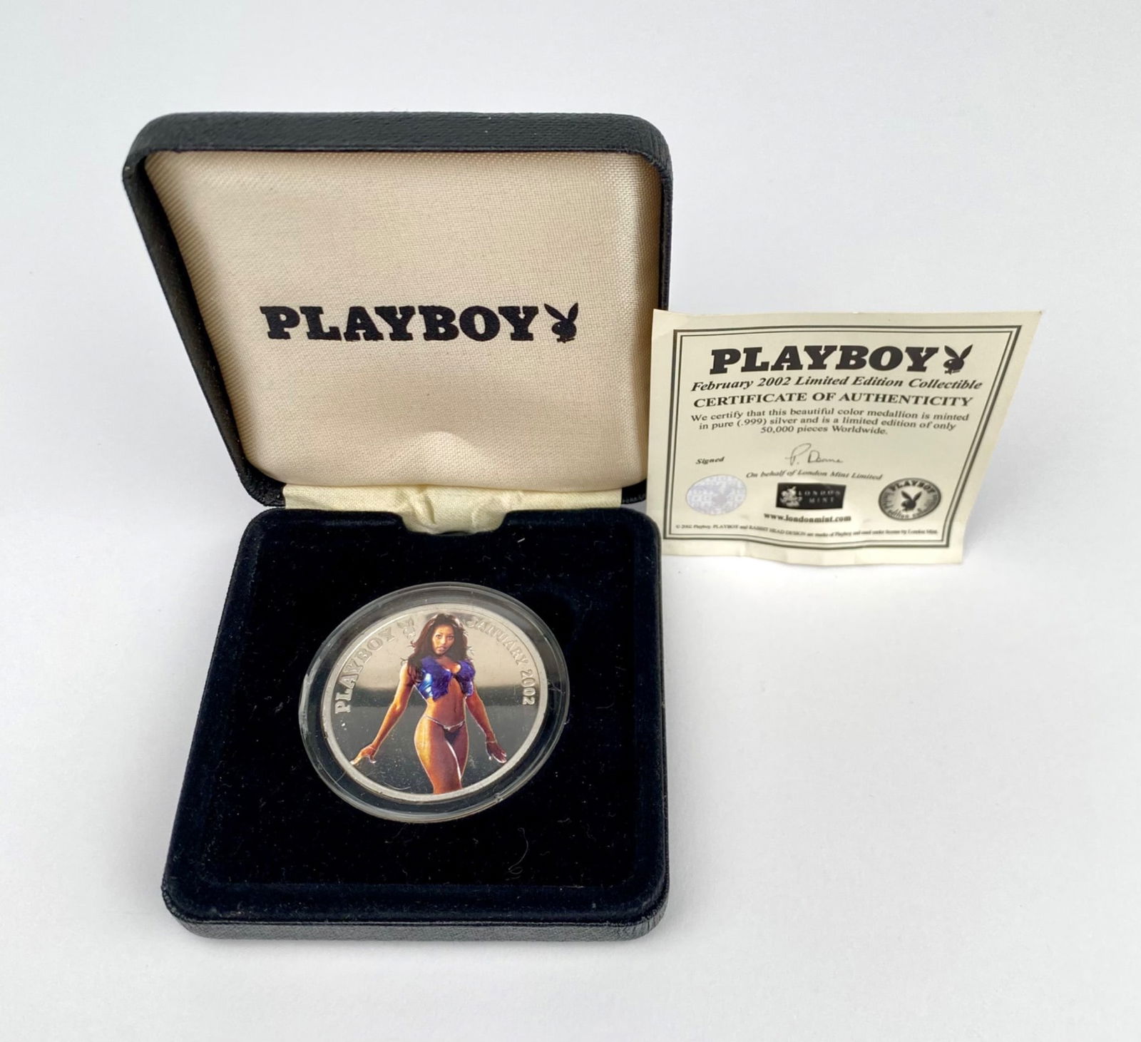 Playboy January 2002 Limited Edition Silver Medallion with COA (1 of 4)