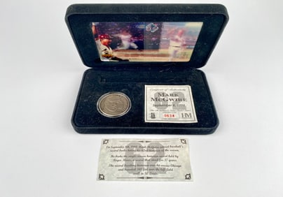 Mark McGwire 62nd Home Run Solid Nickel Silver Medallion With COA