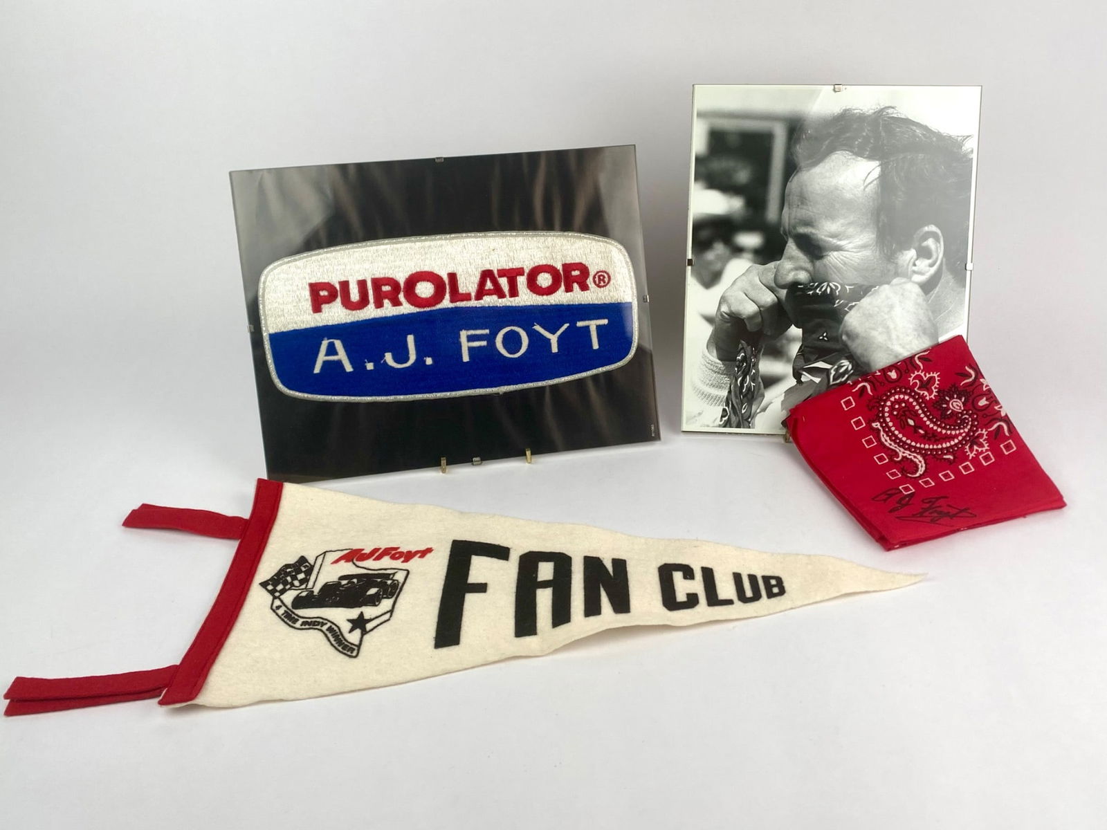 A.J. Foyt Fan Memorabilia Collection with Signed Bandana (1 of 10)