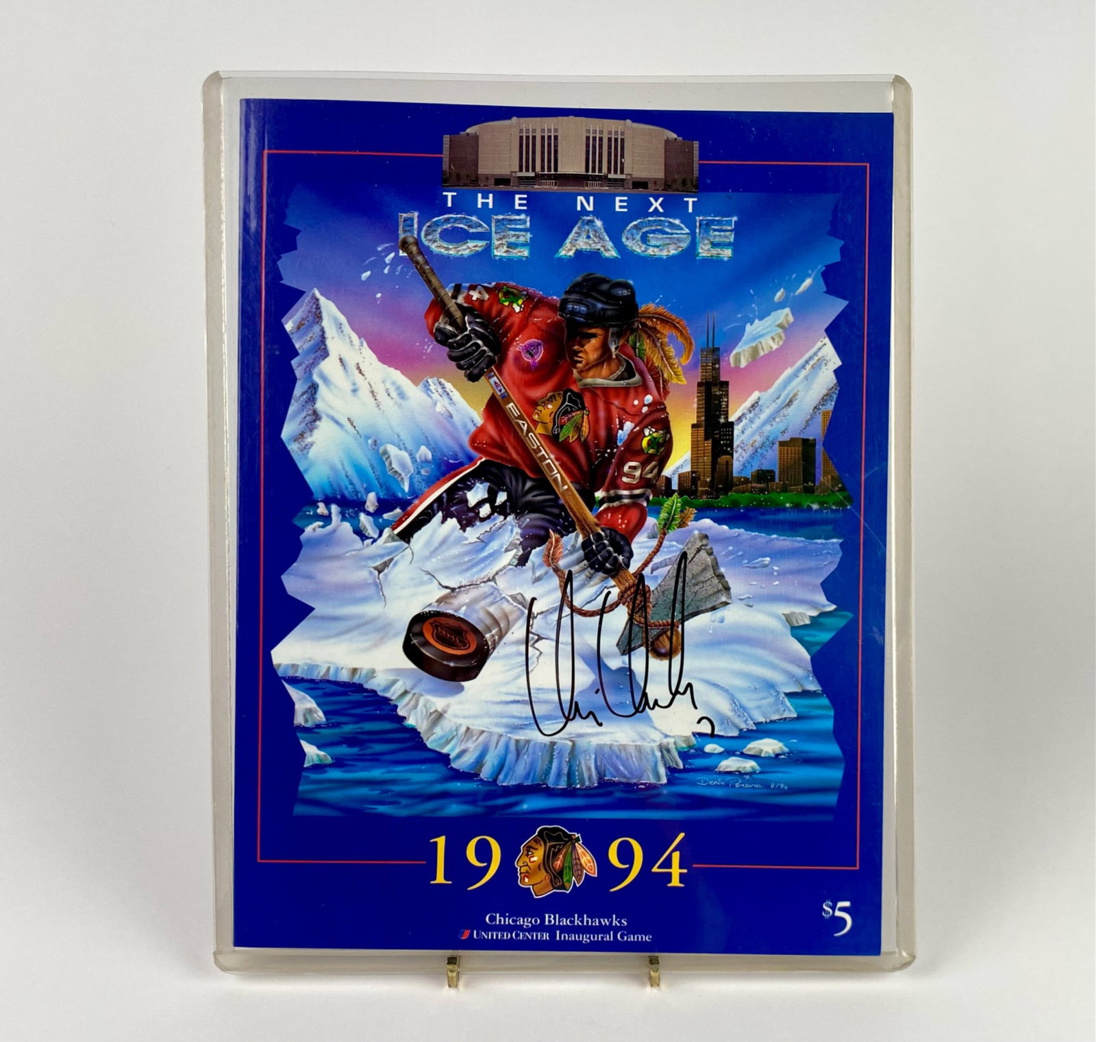 1994 Chicago Blackhawks Game Program Signed by Chris Chelios (1 of 4)