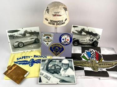 Indianapolis Motor Speedway Memorabilia Collection with Cap, Shirt, Flag, Patches, Photos and 1946