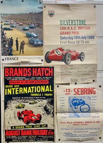 Set of 4 Vintage Racing Posters: Le Mans 24 Hours, Silverstone 1960 Grand Prix, Brands Hatch