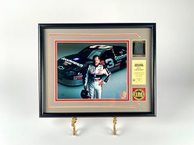 Framed Dale Earnhardt Race Used Tire Display with COA