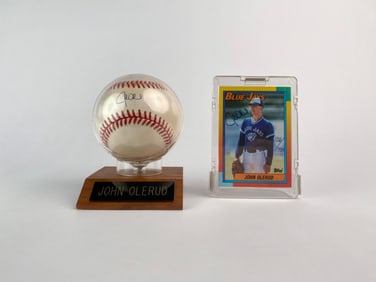 John Olerud Autographed Baseball and Rookie Card Set
