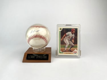 Lenny Dykstra Signed Baseball and Limited Edition Card Set