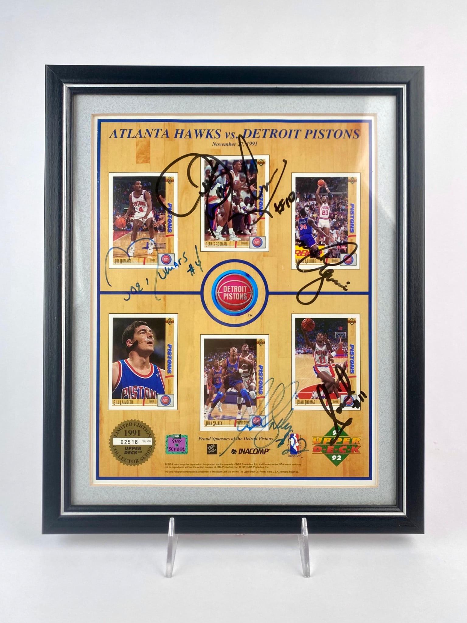 1991 Detroit Pistons Upper Deck Framed Set Signed by Five Players (1 of 9)