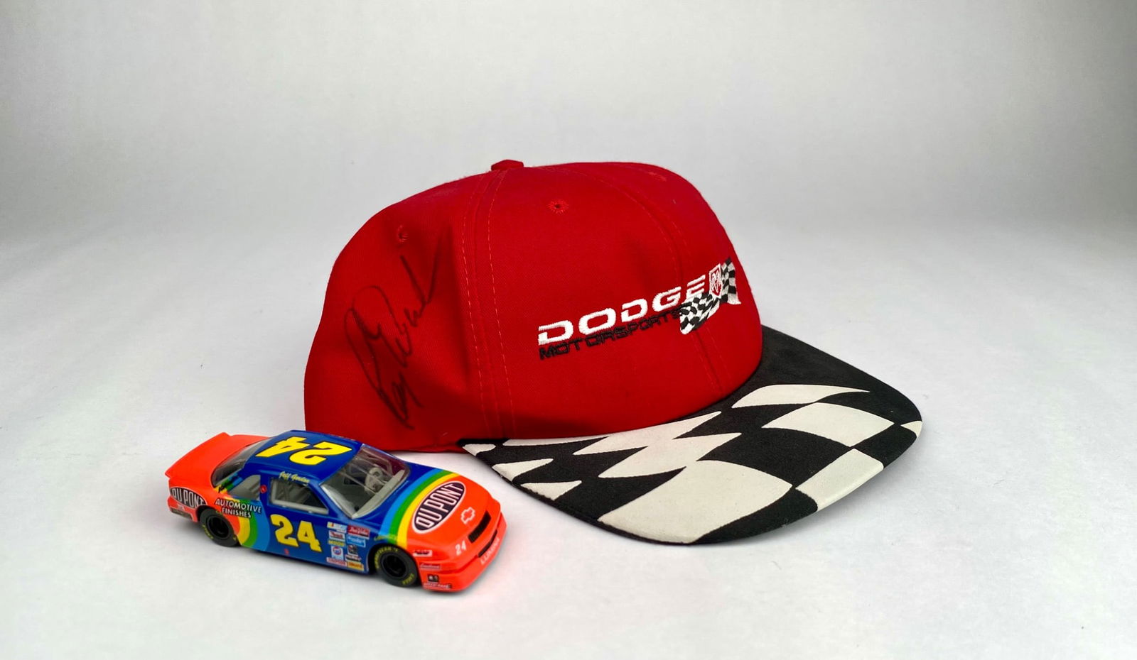 Ray Evernham Signed Dodge Motorsports Cap with Jeff Gordon Diecast (1 of 7)