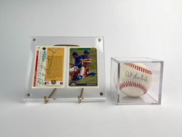 Pat Listach Signed Baseball and Upper Deck Card Display