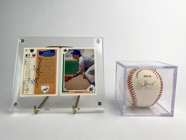 Eric Karros Signed Baseball and Rookie Card Set