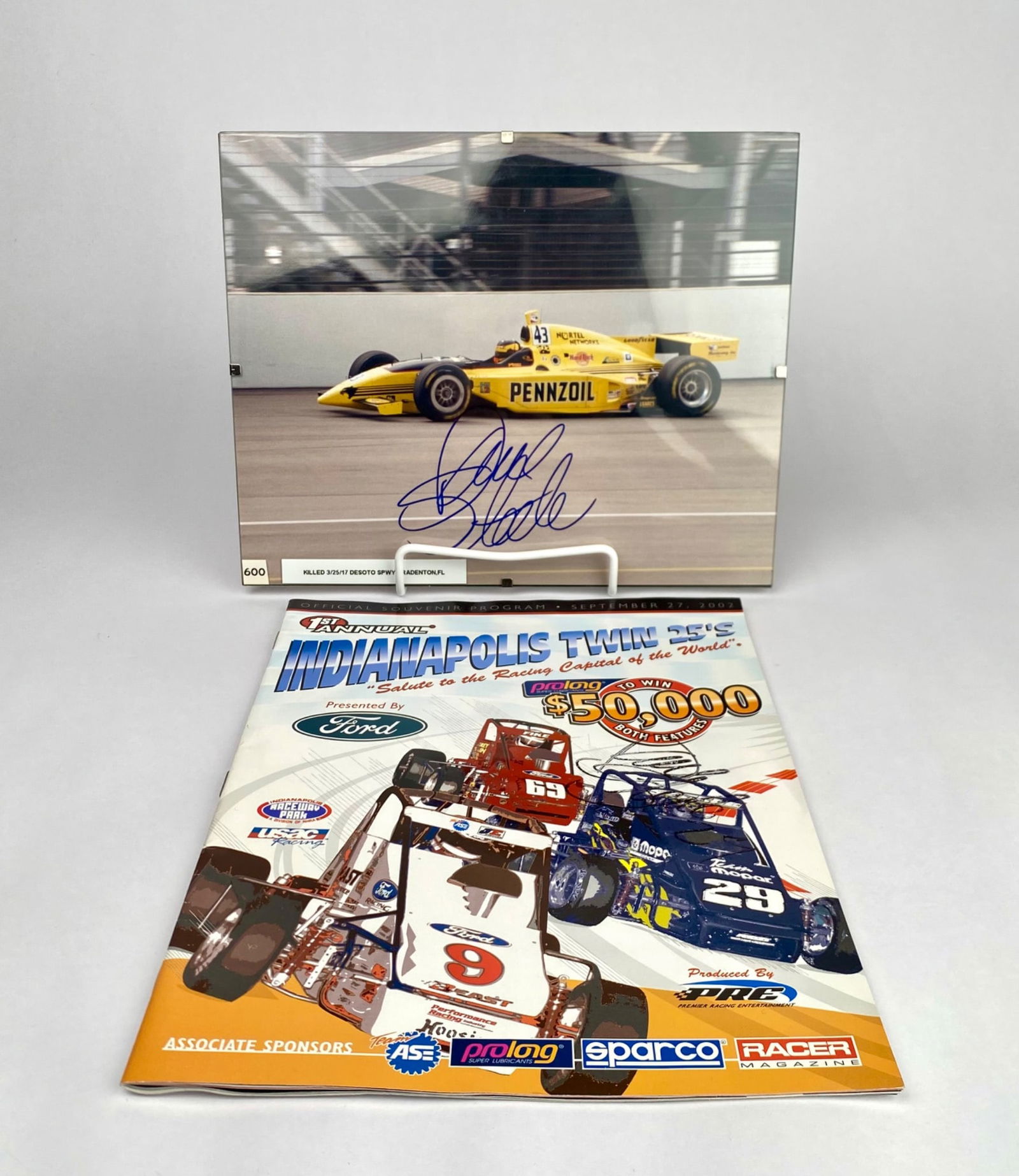 David Steele Signed Racing Photo and 1st Annual Indianapolis Twin 25’s Program (1 of 6)