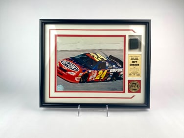 Jeff Gordon Race-Used Tire Framed Photo & Medallion