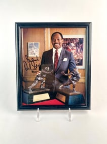 Framed Archie Griffin Signed Photo with Heisman Trophies