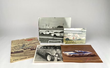 Vintage NASCAR Memorabilia Including Signed Prints and Souvenir Program