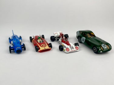 Set of Four Vintage and Modern 1:43 Racing Car Models