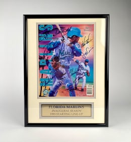 Florida Marlins 1993 Inaugural Season Signed Yearbook in Frame