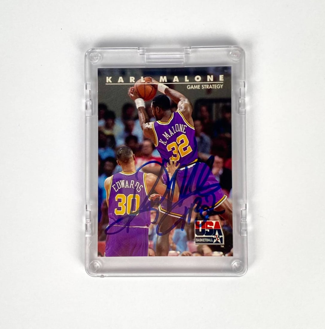 Karl Malone SkyBox USA Basketball Trading Card, Signed (1 of 3)