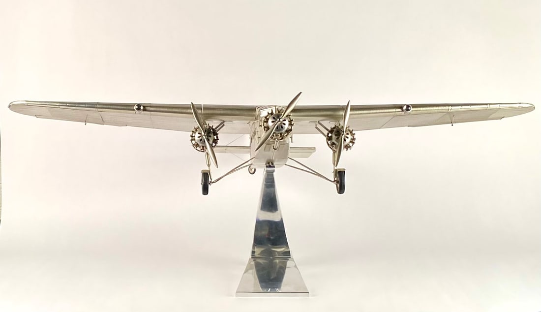 Large Tin Goose Tri-Motor Airplane Model on Stand (1 of 12)