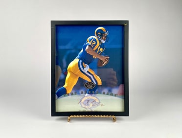 Tony Banks Signed ’97 Leaf Football Card Display in Frame