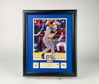 Framed Autographed Ichiro Suzuki Photo with Game-Used Bat Relic