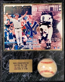 Yankee Display Signed Baseball by David Wells and Don Larsen