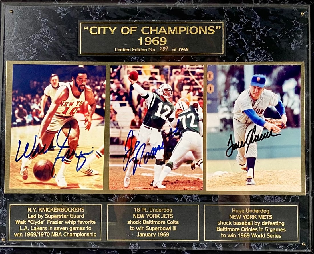 ‘City of Champions’ 1969 Plaque with Three Signed Photos (1 of 6)
