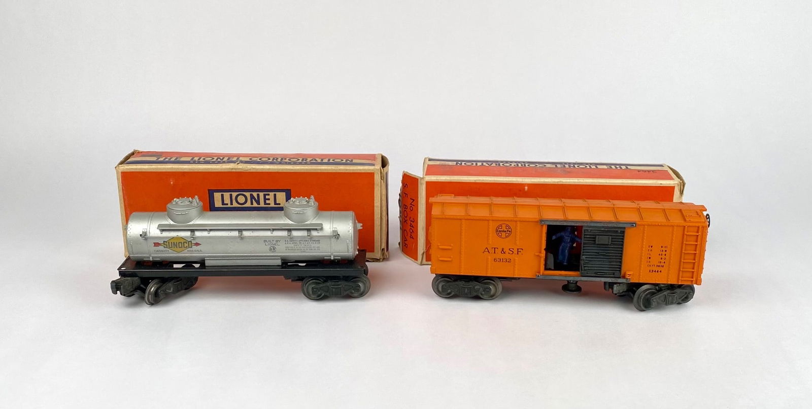Lionel No. 3464 S.F. Box Car and No. 6465 Tank Car with Original Boxes (1 of 6)