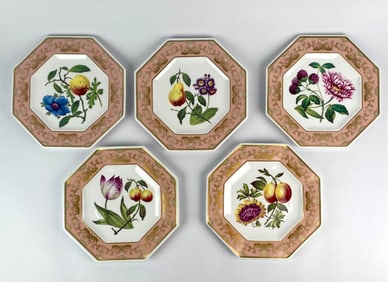 Set of Five Spode “The Cabinet Collection" Octagonal Plates