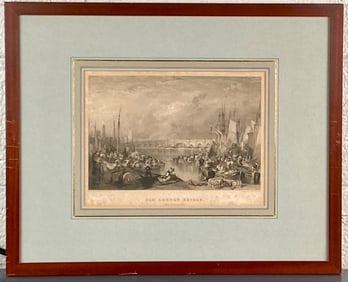 “Old London Bridge and Vicinity" Engraving after J.M.W. Turner, Engraved by Edward Goodall