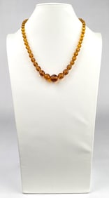 Amber Colored Faceted Crystal Necklace with Barrel Clasp