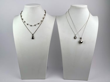 Set of Four Sterling Silver Necklaces with Pendants