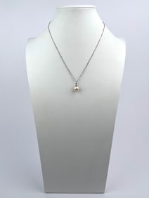 Sterling Silver Necklace with Pearl Drop Pendant