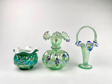 Set of Three Fenton Carnival Glass Pieces