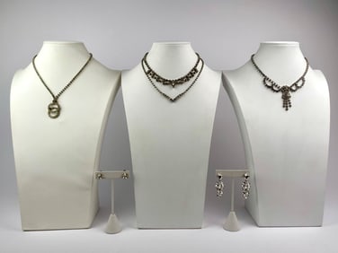 Vintage Rhinestone Necklaces & Earrings Six Piece Set
