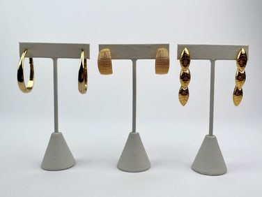Set of Three Gold-Tone Earrings