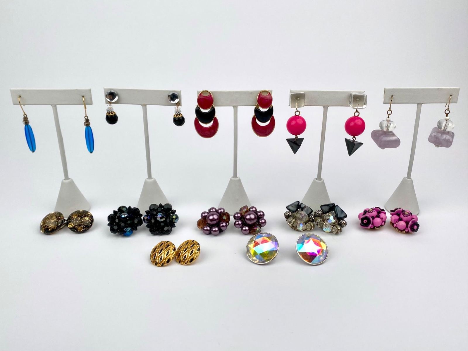Collection of 12 Pairs of Vintage Pierced and Clip-On Earrings (1 of 9)