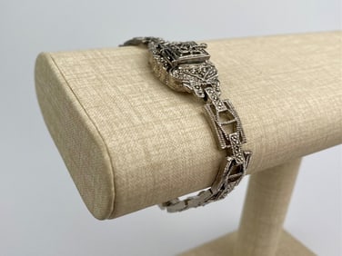 Vintage Marcasite-Style Hidden Dial Bracelet Watch
