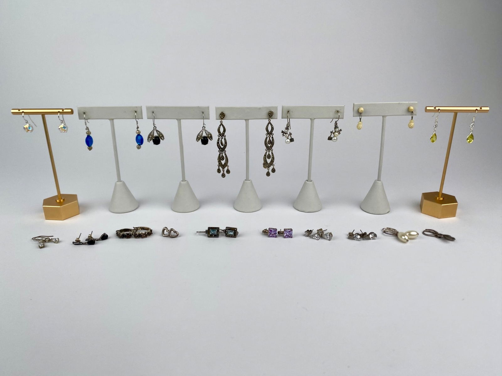 Collection of 17 Pairs of Earrings – Mixed Metals & Sterling Silver (1 of 12)