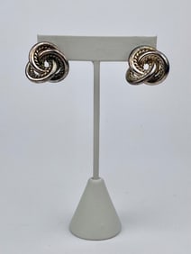 Twisted Knot Silver-Tone Stud Earrings