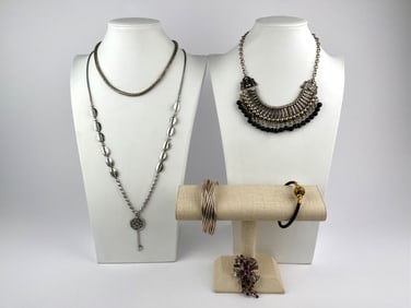 Jewelry Lot with Murano Glass Bracelet & Statement Necklaces