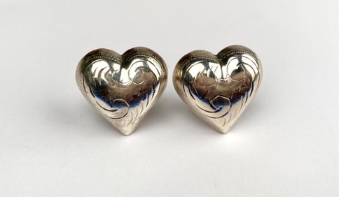 Sterling Silver 925 Heart-Shaped Clip Earrings
