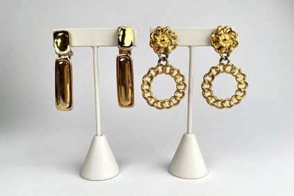 Pair of Erwin Pearl Gold-Tone Clip Earrings