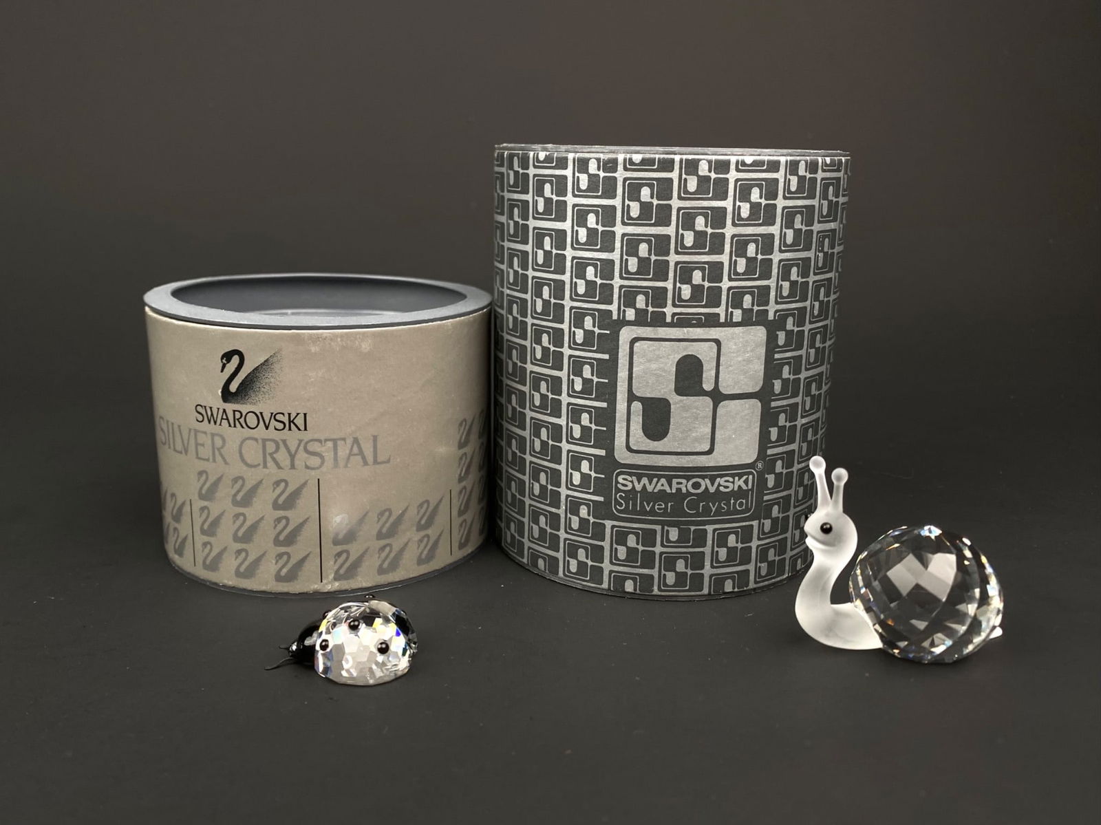 Swarovski Silver Crystal Ladybug and Snail Figurine Pair with Original Box (1 of 12)