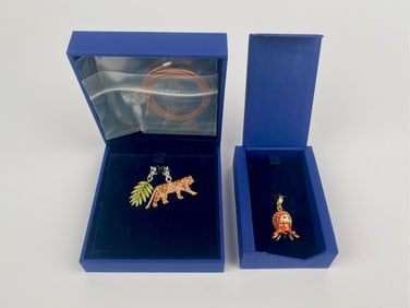 Swarovski Crystal Charm Set – Tiger Charm Set & Octopus Charm with Original Boxes