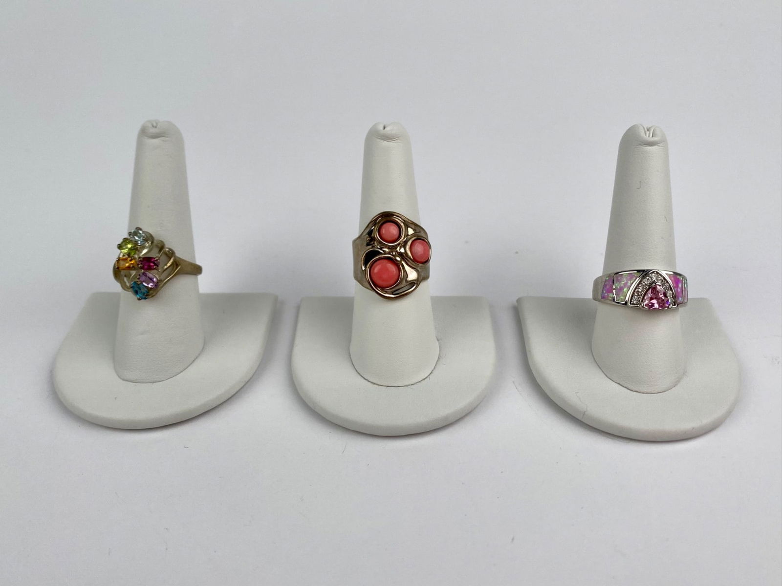 Three-Piece Sterling Silver and Silver-Tone Gemstone Ring Set (1 of 11)