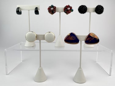 Set of Three Vintage Mid-Century Clip-On Earrings