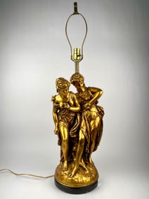 Gilt Figural Table Lamp Depicting Two Classical Maidens